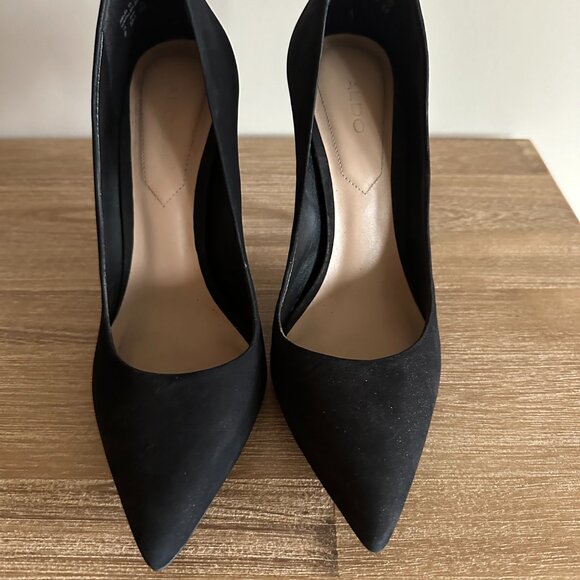 Aldo Cassedy Black Suede High Heel Pumps Womens Size 8 Nubuck Leather - Picture 7 of 11